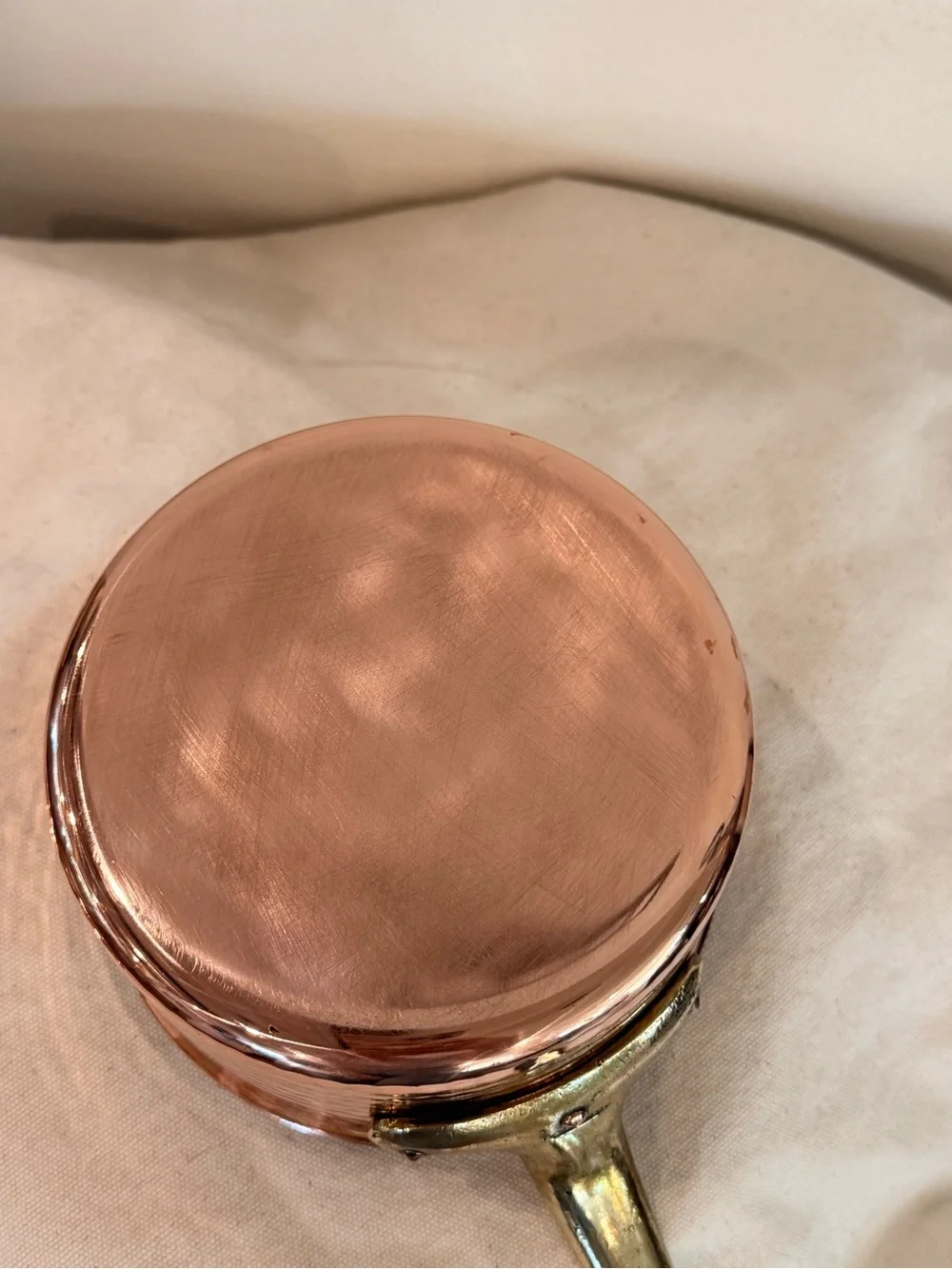 Vintage Copper Hammered Saucepan with lid and Brass Handle stainless steel lined